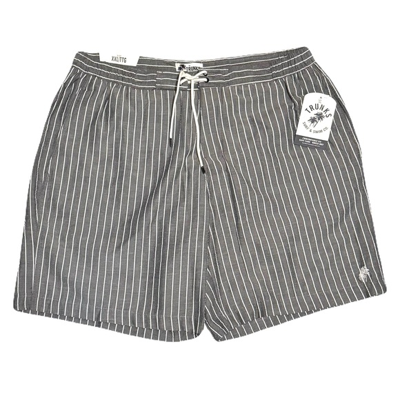 Trunks Surf & Swim Co. NWT Swim Trunks Gray and White Pinstriped Seersucker XXL - Picture 2 of 14